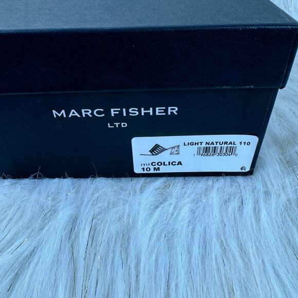 Marc Fisher Colica Block Heel Sandals Tan Woven Mules Slip On Summer Size 10M - Picture 8 of 8